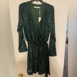 Mother of bride / Holiday/ Green Sequin dress